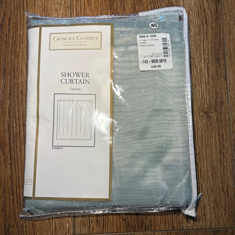Croscill Classics Everest Green Shower Curtain Seafoam 70x72 NEW whimsigoth USA